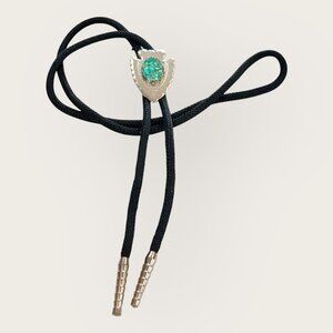Silver Tone Southwest Arrowhead Turquoise Bolo Tie Necklace Southwestern